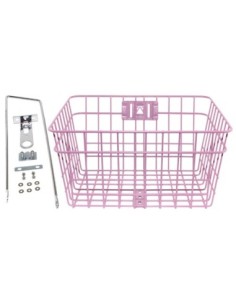 Steel Wire Front Basket W/Braces 333D Pink.